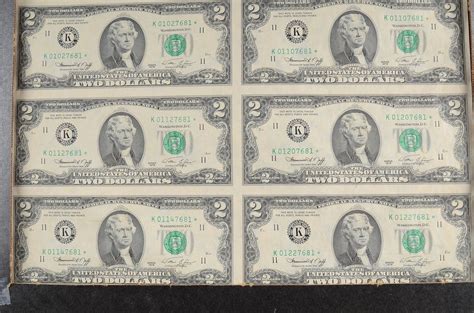 99 shipping 1976 Uncut Uncirculated Sheet x16 STAR NOTES 2 Two Dollar Bills Low Serial 325. . Uncut sheet of 2 dollar bills 1976
